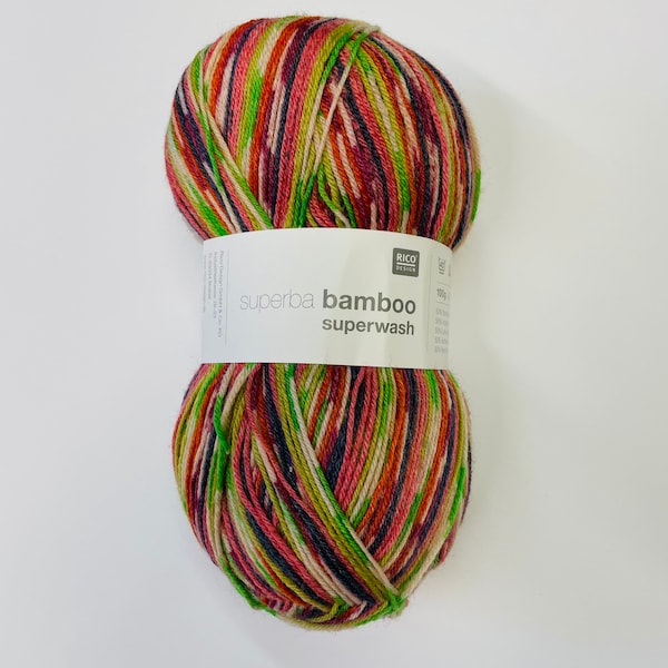 Sockenwolle Rico multicolor 4fädig  Bamboo 4fädig 100g Wolle Garn Socken stricken häkeln Schachenmayer Sockengarn Strickgarn Häkelgarn