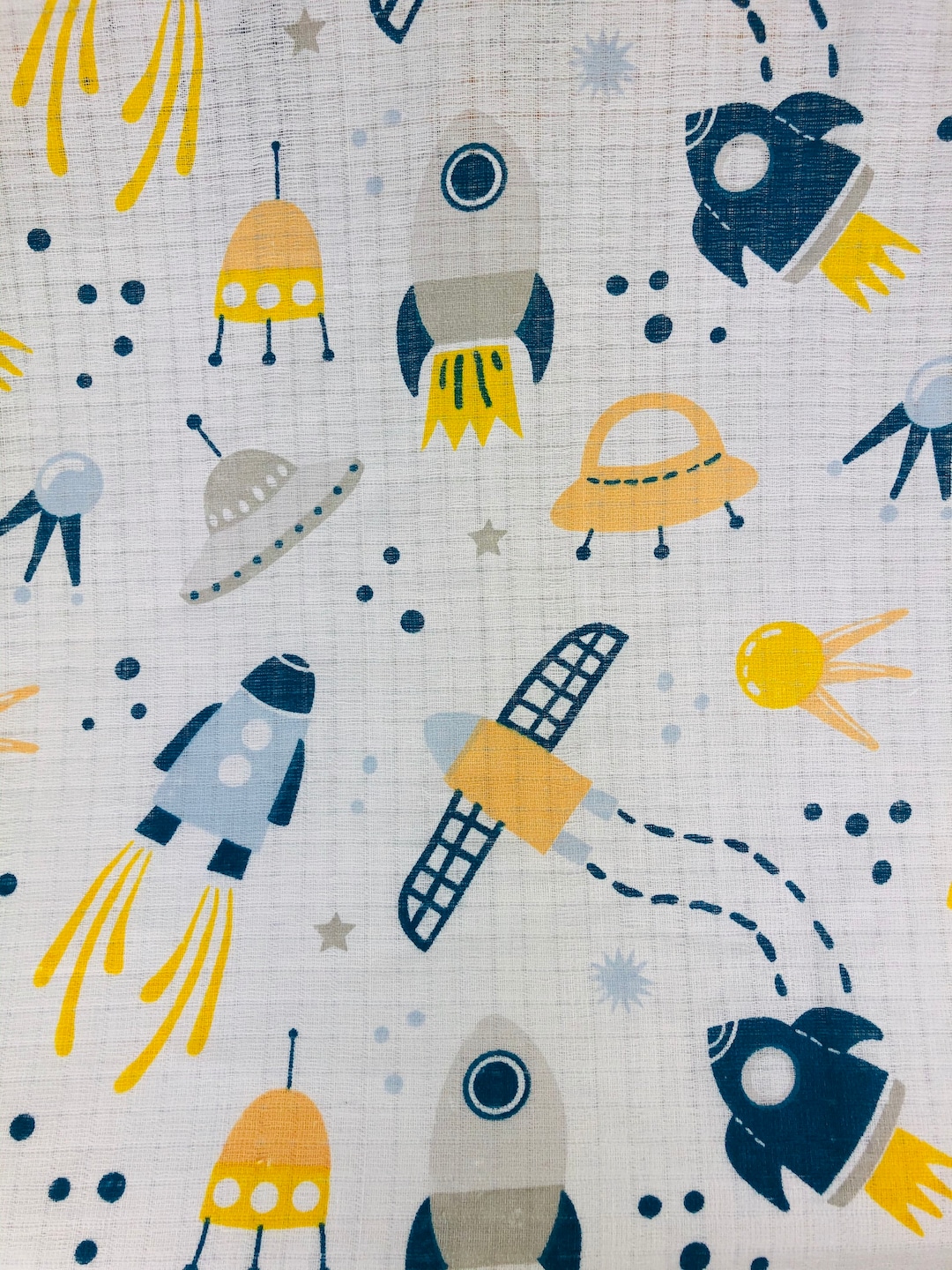 Mulltuch Meterware 0,5 Meter Weltraum Rakete Mull Spucktuch