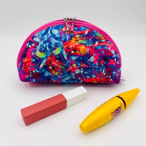 Piccola borsa per cosmetici rosa blu macchie di colore colorato