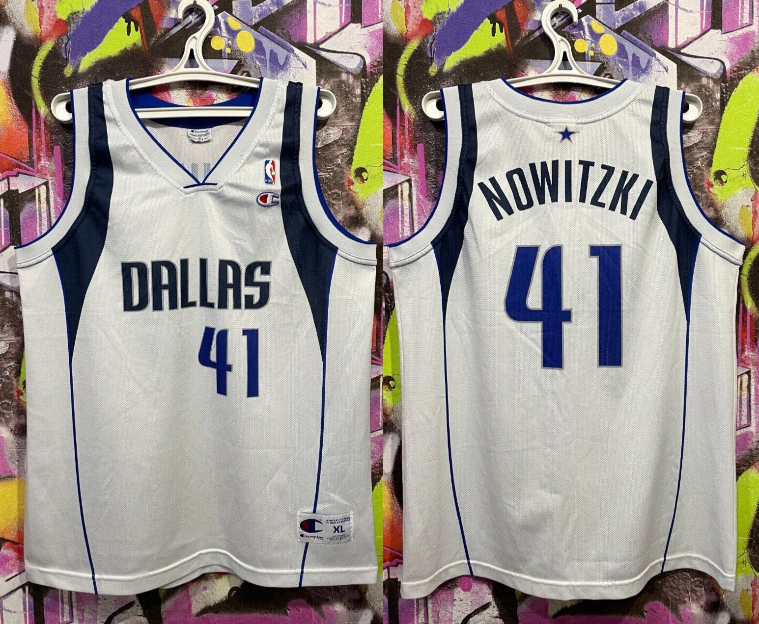 Framed Facsimile Autographed Dirk Nowitzki 33x42 Blue Reprint Laser Auto Jersey
