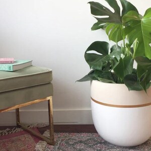 Hand Painted Fibrestone Plant Pot: Modern Indoor Outdoor Planter