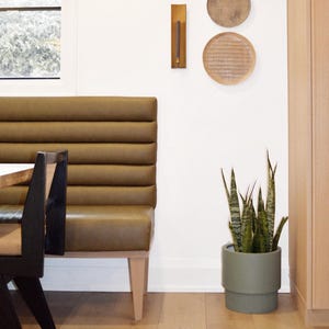 Olive Green Fluted Pedestal Planter: Modern Boho Home Decor