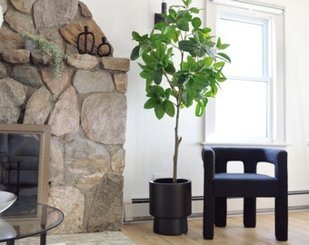 Matte Black High Rise Pedestal Planter Pot, Indoor Decorative Floor Planter, Aesthetic Planter Pot, Mid Century Modern Planter with Drainage