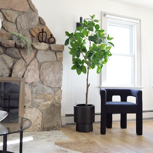 Matte Black High Rise Pedestal Planter Pot, Indoor Decorative Floor Planter, Aesthetic Planter Pot, Mid Century Modern Planter with Drainage