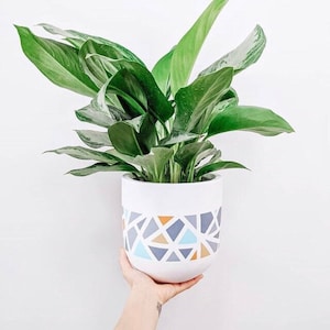 Blue Terrazzo Plant Pot: Modern Geometric Home Decor