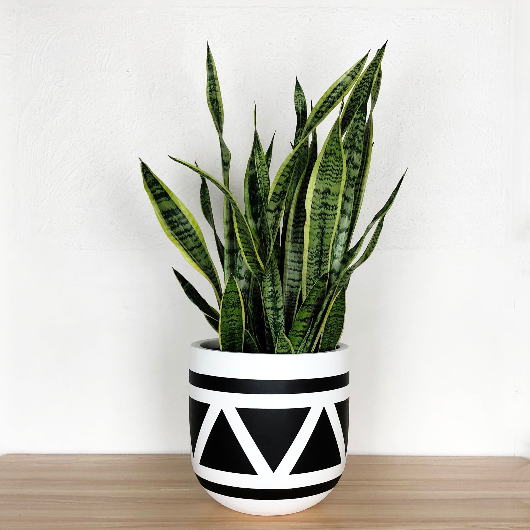 Aztec Boho Plant Pot Black and White Design Plant Pots With Etsy
