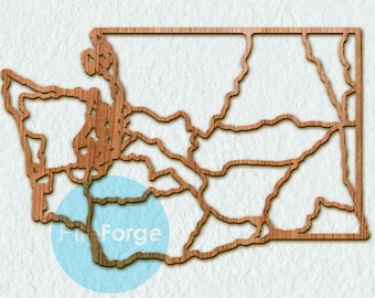 Washington State Road Map Laser Cut File