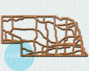 Nebraska Road Map Cutout Wall Art File