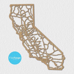 California Road Map Laser Cut File