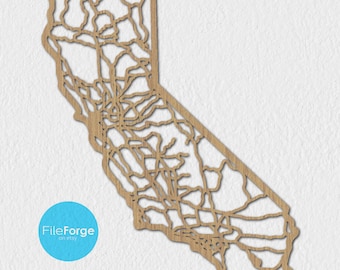California Road Map Laser Cut File