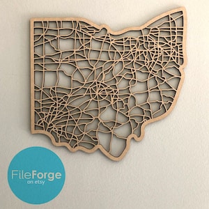 Ohio Road Map Laser Cut Datei
