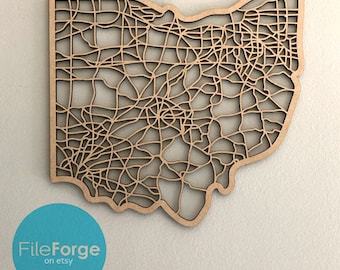 Ohio Road Map Laser Cut File