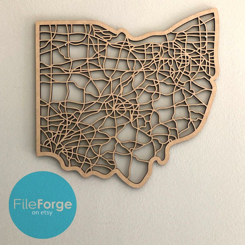 Ohio Road Map Laser Cut File Etsy