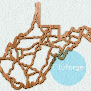 Arquivo de corte a laser do mapa rodoviário da Virgínia Ocidental