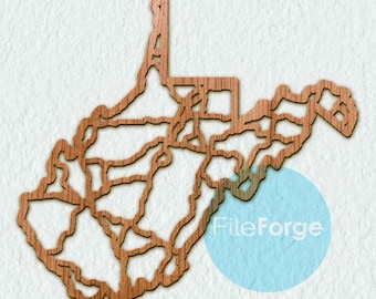West Virginia Road Map Laser Cut File