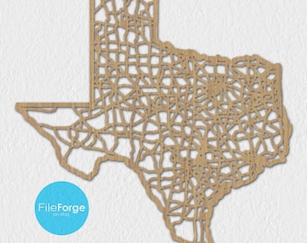 Texas Road Map Laser Cut File