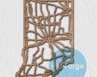 Indiana Road Map Laser Cut File