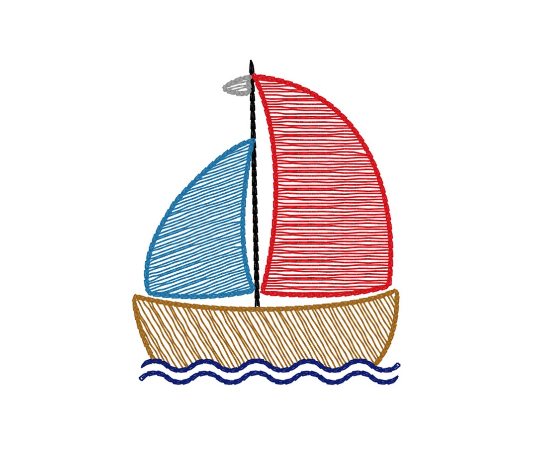 Sailing Boat Machine Embroidery Design Sketch Fill Quick Etsy