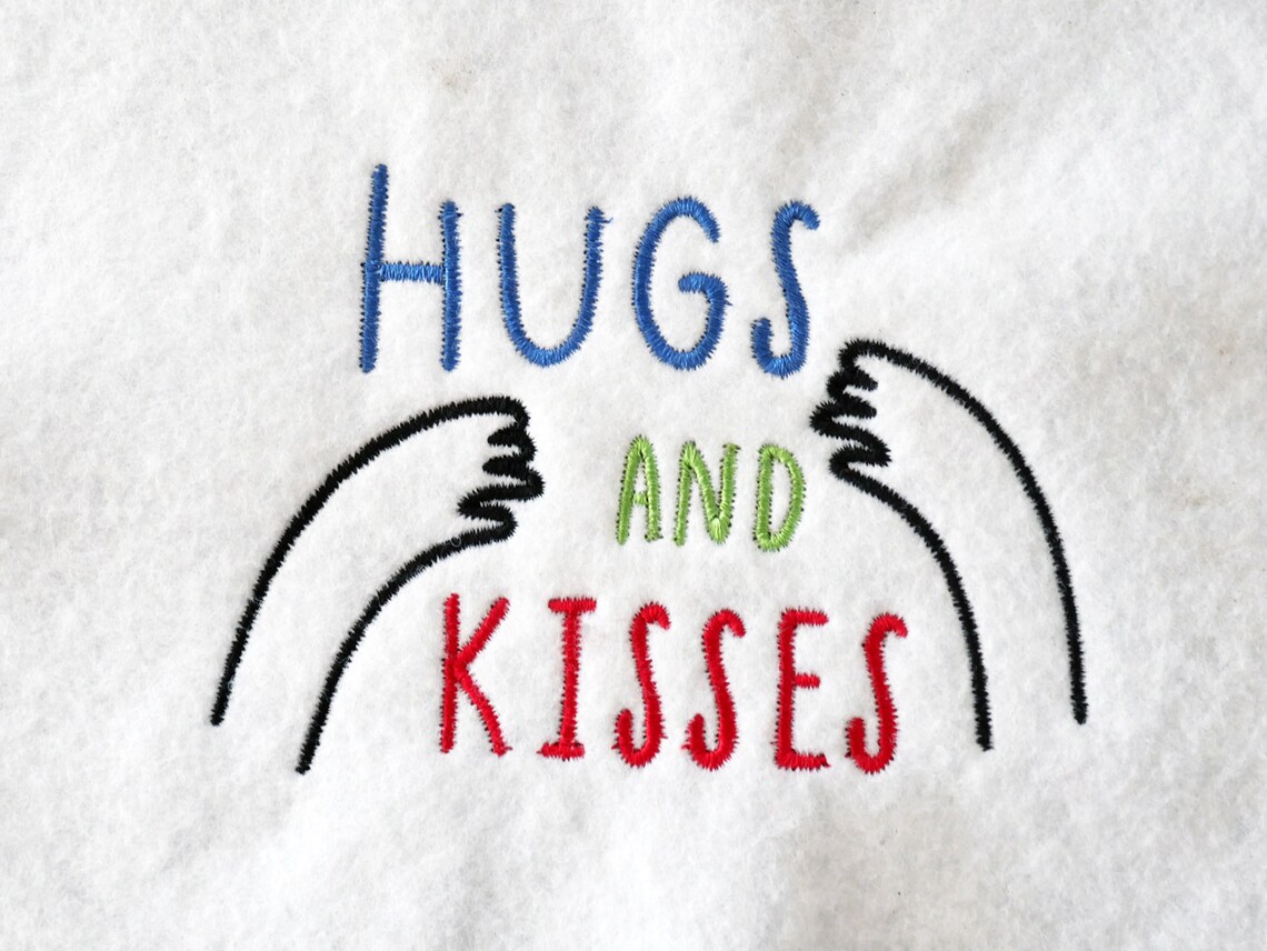 Hugs and kisses embroidery design satin hugs embroidery  etsy india Hugs and kisses embroidery design satin hugs embroidery  etsy india