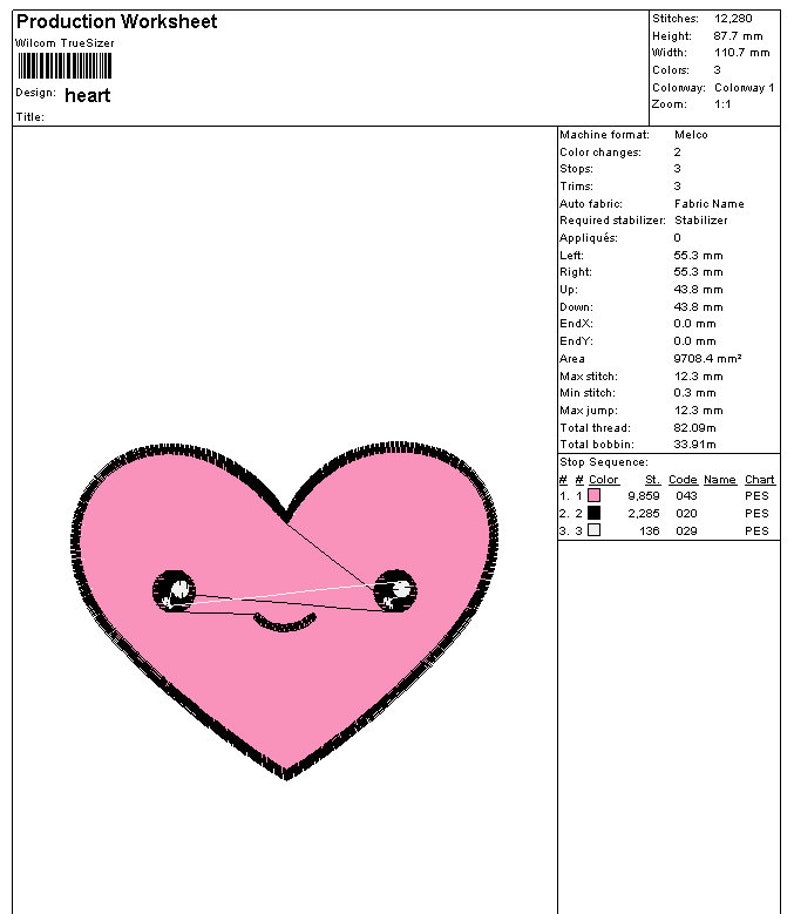 Heart embroidery design cute