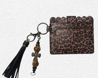 ◆JOSEPH&STACEY◆ Lucky Knit Card Wallet With Chain Leopard Lucky Pleats Knit Card Wallet Basil | JOSEPH AND STACEY