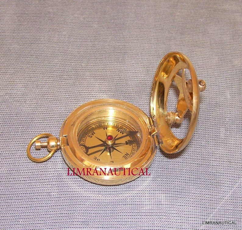LOT OF 3 COLLECTIBLE VINTAGE MARITIME BRASS PUSH BUTTON SUNDIAL POCKET COMPASS