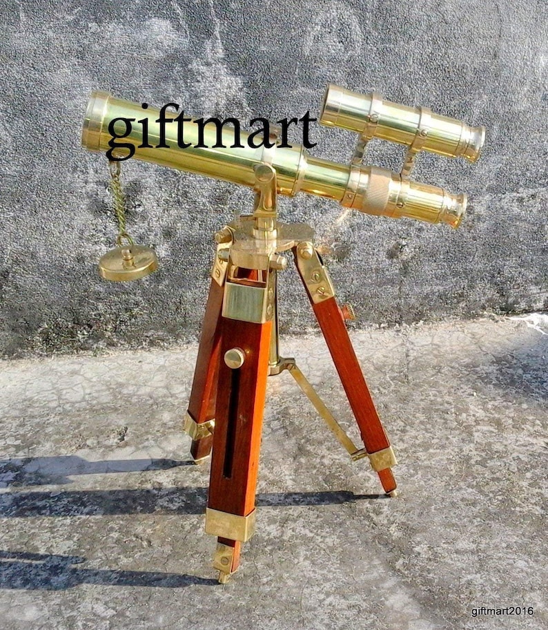 18 Inch Brass Nautical Finish Telescope Vintage With Wooden Tripod Stand Decor