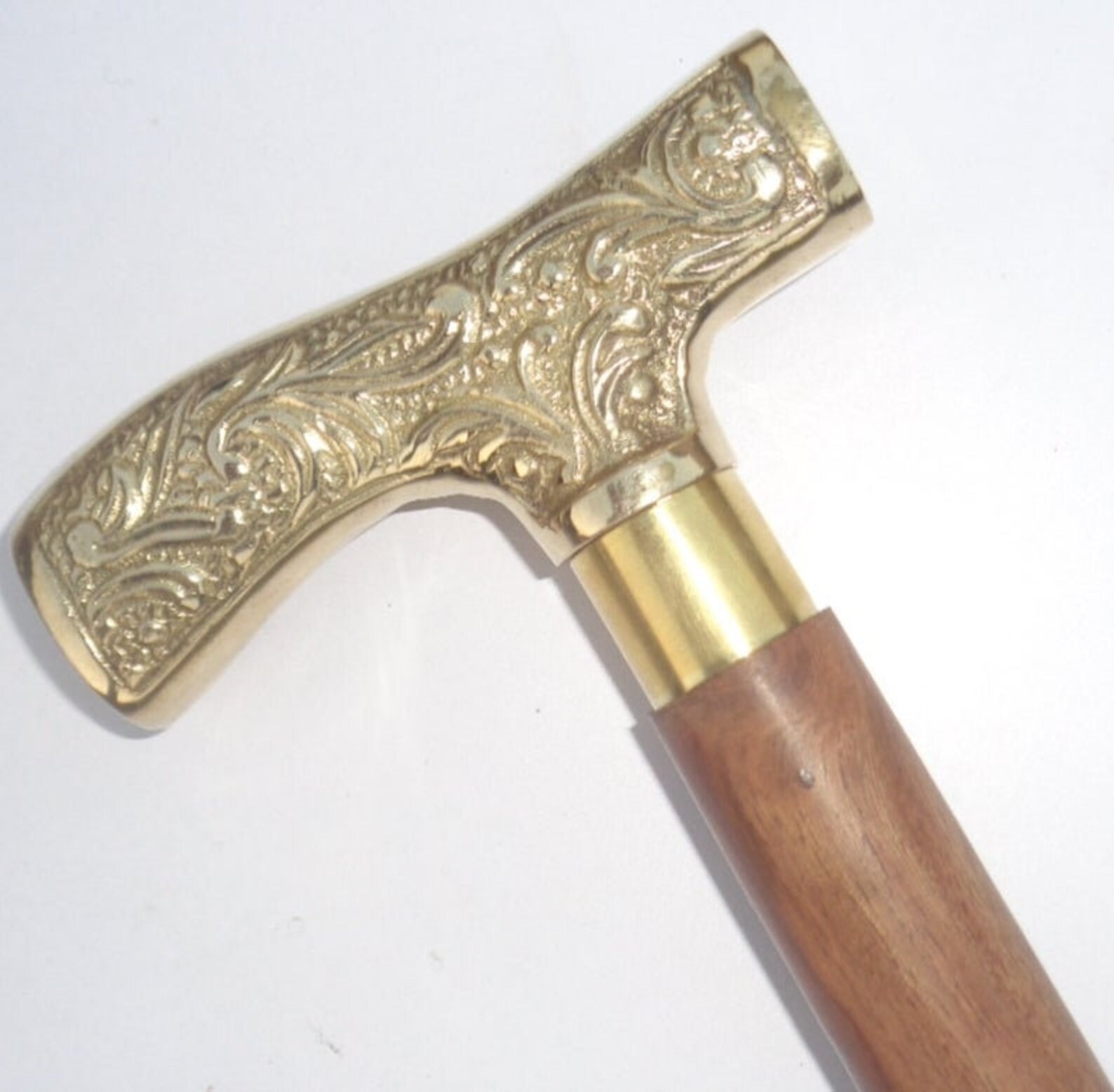 Vintage Walking Stick Brass Handle Victorian Designer Twist Etsy