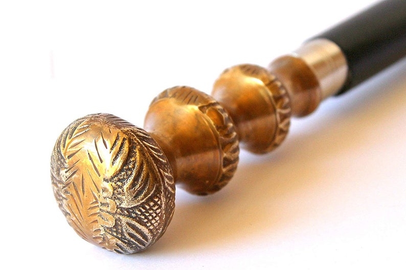 Traditional Gentlemens Solid Brass Knob Handle Cane Wooden Etsy