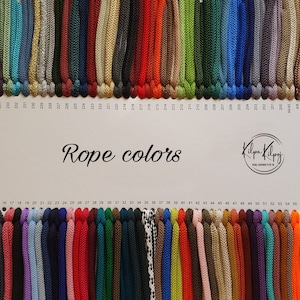 Puede incluir: Una tabla de 60 cuerdas de diferentes colores, etiquetada como "Rope colors". La tabla está numerada del 1 al 60.