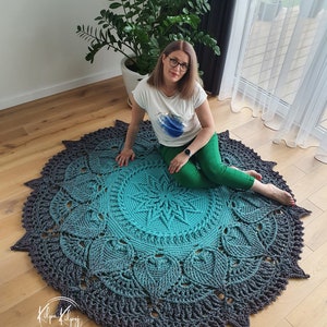 Boho Round Crocheted Rug, Big crochet doily rug, chic rug for the living room, home decor Knitted Rug, Crochet carpet From Rope Cord