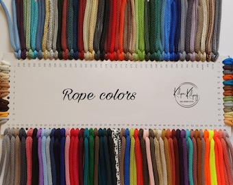 May include: A chart of 60 different colored ropes, labeled "Rope colors". The chart is numbered from 1 to 60.