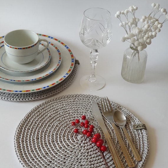 Set De 8 Manteles Individuales Redondos De Ganchillo Blanco TEYOON - 25.4 Cm, Hechos A Mano