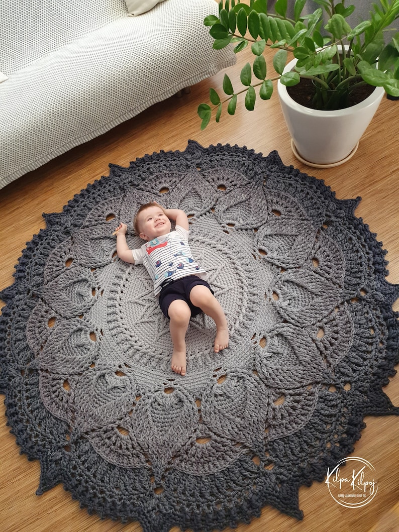 Handmade Round Crocheted Rug, Big Crochet Doily Rug, Chic Rug for the ...