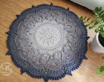 Handmade Round Crocheted Rug, Big crochet doily rug, chic rug for the living room, home decor Knitted Rug, Crochet carpet From Rope Cord