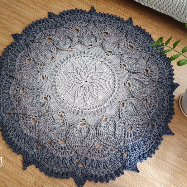 Handmade Round Crocheted Rug, Big crochet doily rug, chic rug for the living room, home decor Knitted Rug, Crochet carpet From Rope Cord