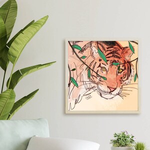 Selvaggia • Illustrazione tigre fiera selvatica effetto acquerello • Poster in carta opaca premium