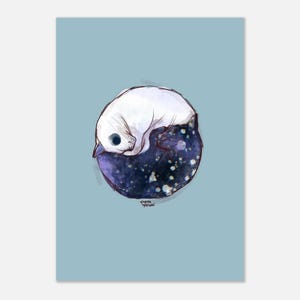 Gatti Cosmici Tao Mindfulness Yoga Meditazione illustrazione effetto acquerello• Poster