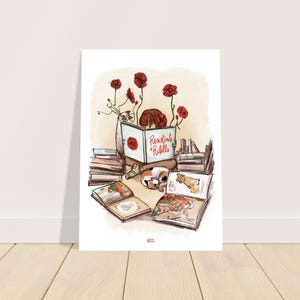 Lettrice Ribelle Poster - Acquerello Gatti e Libri | Stile Femminista e Pop