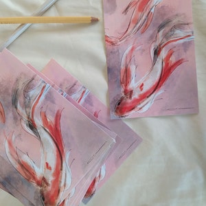 Cartoline con illustrazione di Carpe Koi • meditazione • zen • arte giapponese