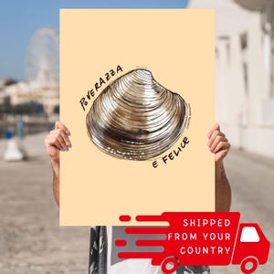 Print Poster Romagna illustrated Italy Romagna Poetry Clam Poverty Poor and Happy Illustrator Riviera