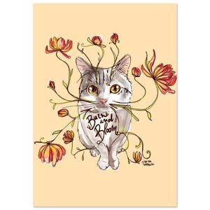 stampa Gatto fiorito  illustrazione acquerello brucia e sboccia - Burn and Bloom