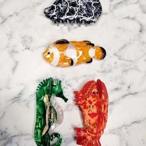 Sealife cute hair clips | Variety of colours styles | Seahorse, lobster, Clown fish, Oyster | Fun Novelty | Gift present