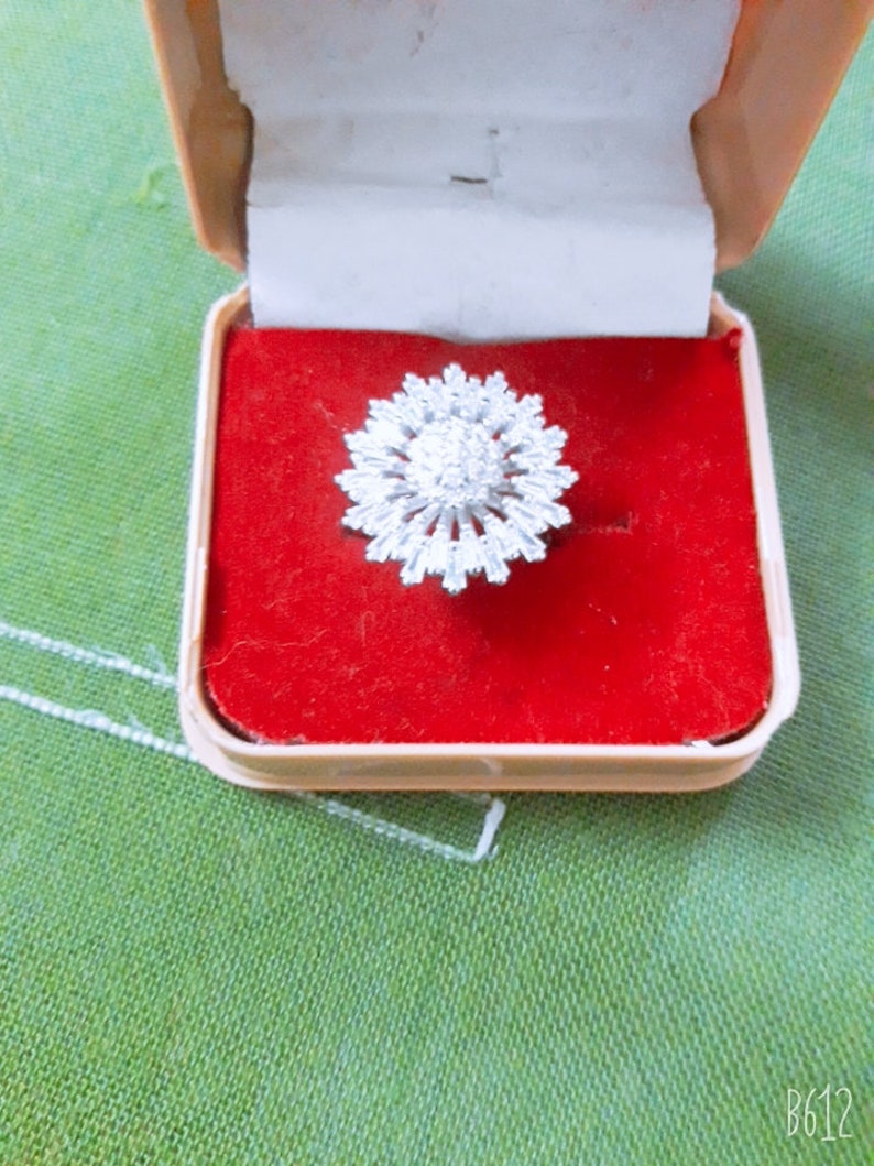 Diamond Zircon Spinning Engagement Ring in Sterling Silver For Woman Gift For Her