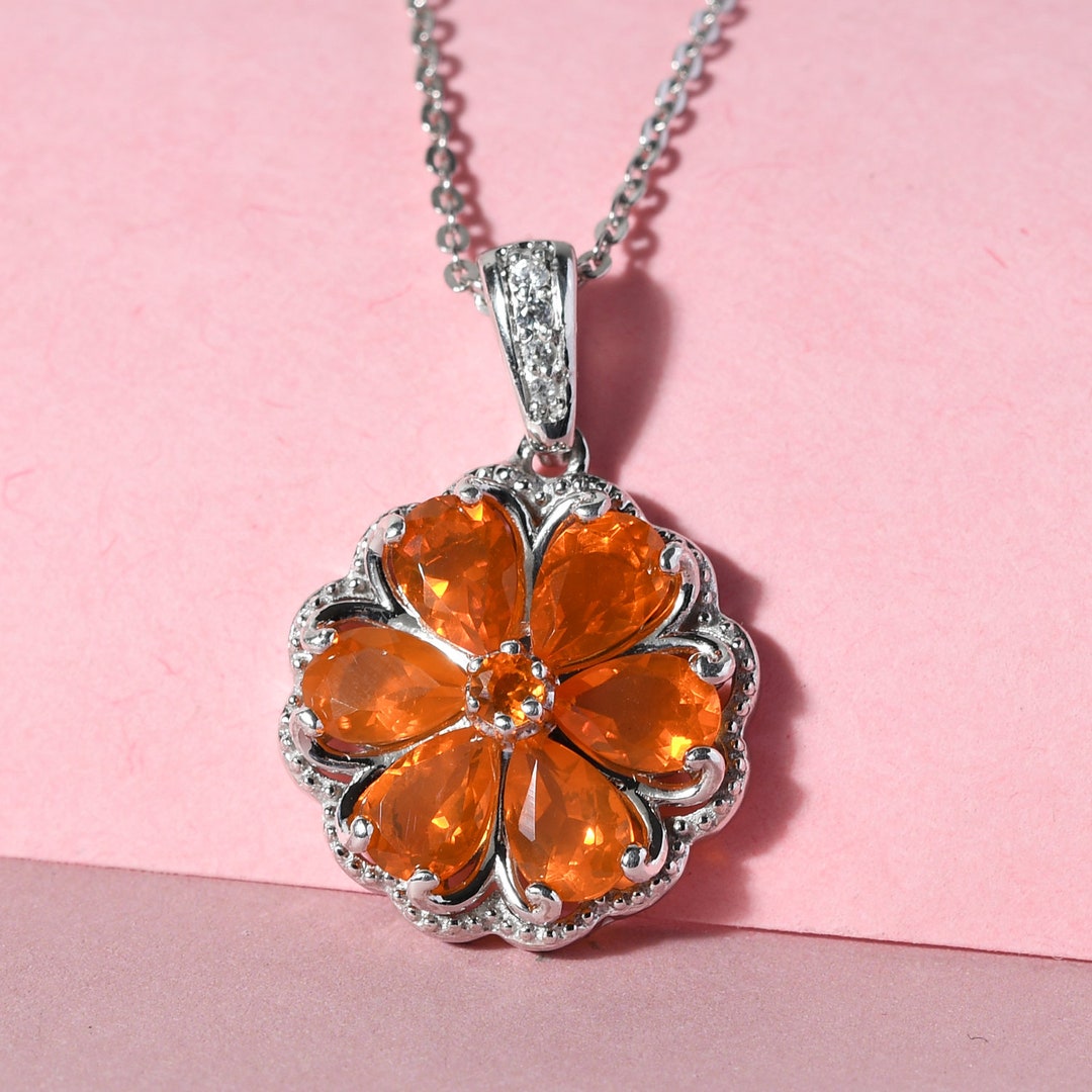 thumbnail image 2 of Latin Cross Oval Ocean Blue Fire Opal Pendant - Lab-Created Silver Filled Jewelry - Without Chain 2 of 6