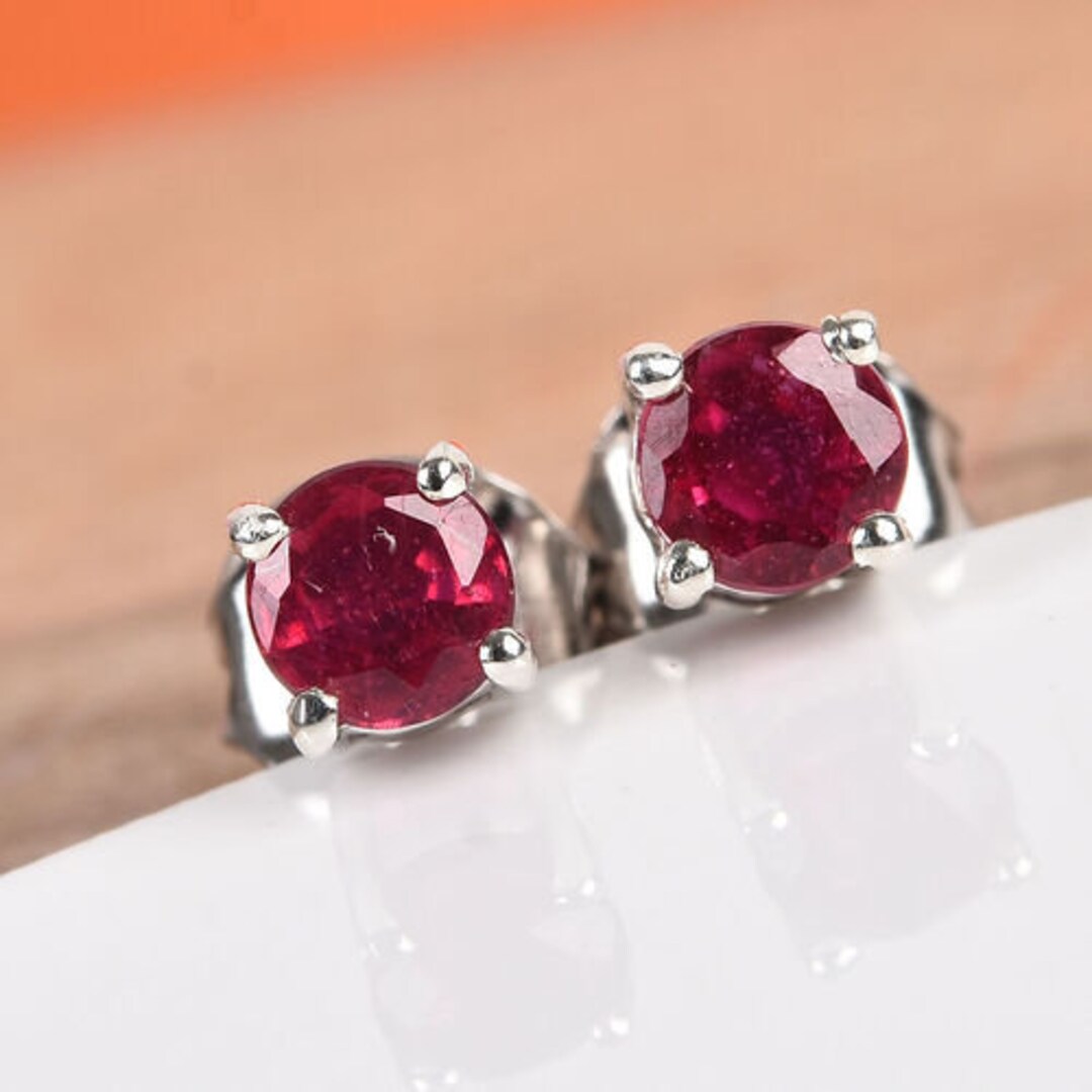 Round Cut African Ruby Solitaire Stud Earrings Ruby Earring - Etsy