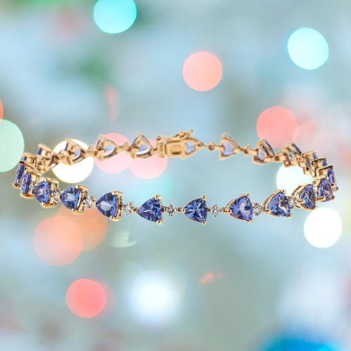 Trillion Cut Natural Tanzanite Tennis Bracelet Tanzanite - Etsy