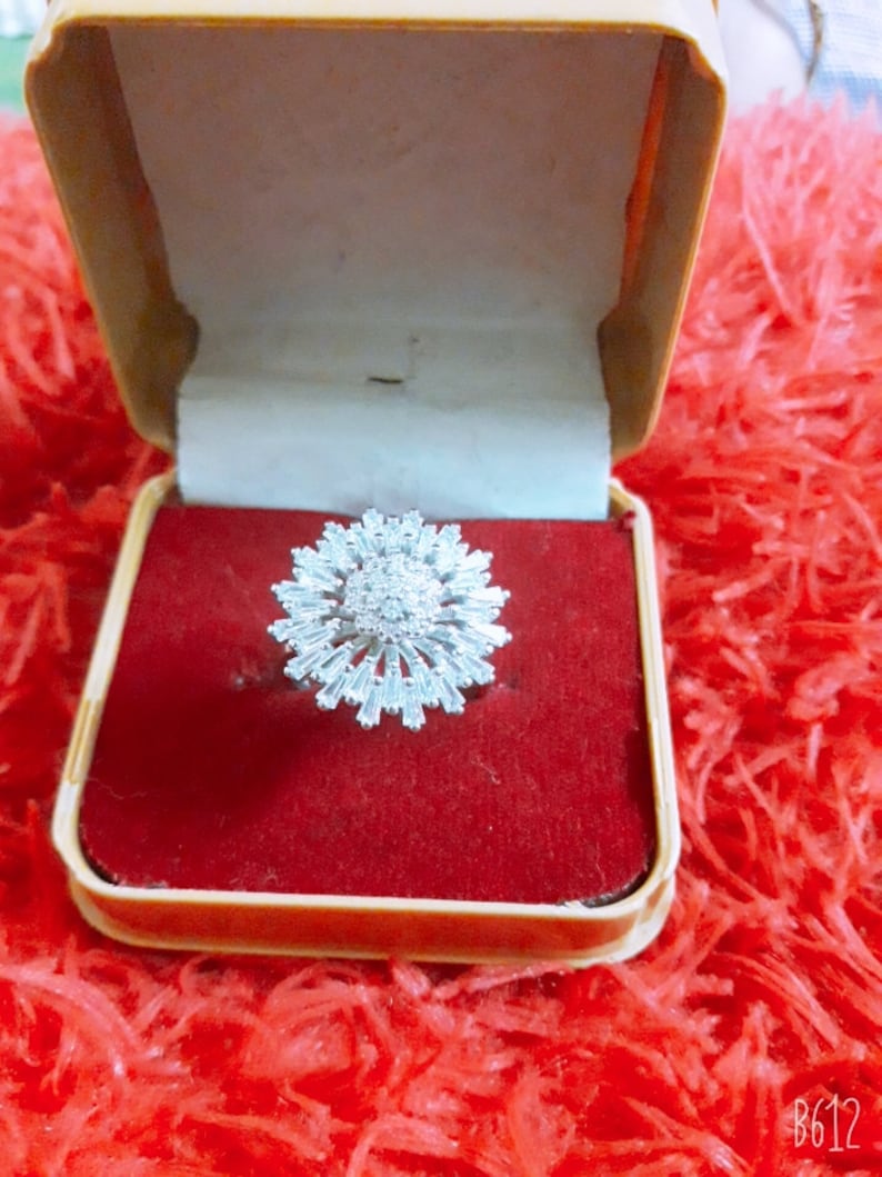 Diamond Zircon Spinning Engagement Ring in Sterling Silver For Woman Gift For Her