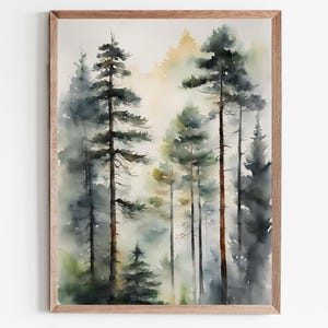 Kiefer Wald Bilder Aquarell Waldlandschaft Malerei Kunstdruck große Wandkunst abstrakte Kunst Poster