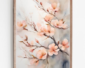 Sakura Painting Spring Blossom Watercolor Art Print Blooming Tree Wall Art Cherry Tree Artwork Cherry Blossom Wall Decor